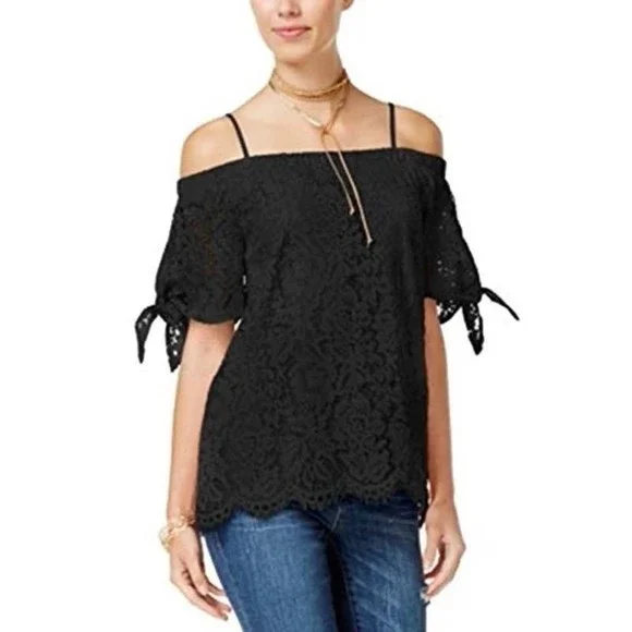 Miss Chievous Black Lace Off-the-Shoulder Top - Medium - Picture 2 of 6